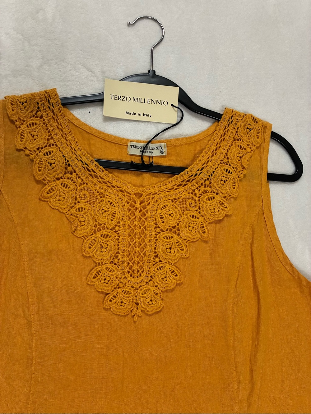 Terzo Millennio 100% Linen Made in Italy Modern  ALine Dress Golden SZ XL NWT - Picture 4 of 8